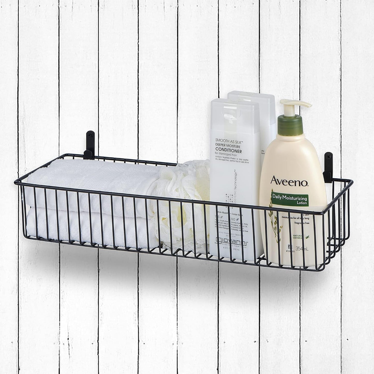 3 Pack Extra Large Wire Basket with Metal Handles, Metal Basket for organizers and storage, Wire Storage Baskets for Pantry, Cabinet, Fridge, Kitchen, Wardrobe, Garage, Bathroom, Black