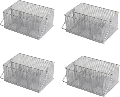 YBM HOME Mesh Silver Condiment Caddy / Kitchen Supply, Utensil, Napkin Holder (w'7 L'9.1/4 Depth 4'3/8 Inch) 1151M (1)