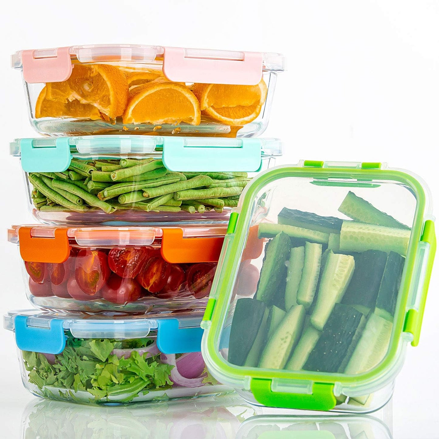 C CREST [10 Pack] Glass Meal Prep Containers, Food Storage Containers with Lids Airtight, Glass Lunch Boxes, Microwave, Oven, Freezer and Dishwasher Safe