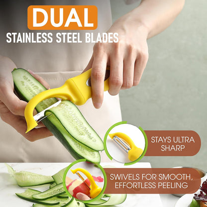 Spring Chef Premium Swivel Vegetable Peeler, Soft Grip Handle and Ultra Sharp Stainless Steel Blades - Perfect Kitchen Peeler For Veggie, Fruit, Potato, Carrot, Apple - Mango