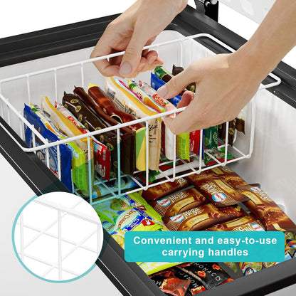 16Lx12W inch Wider Freezer Storage Organizer Baskets Container, Deep Metal Wire Chest Upright Refrigerator Divider Bins with Built-in Handles for Cabinet, Pantry, Closet, Kitchen(3)