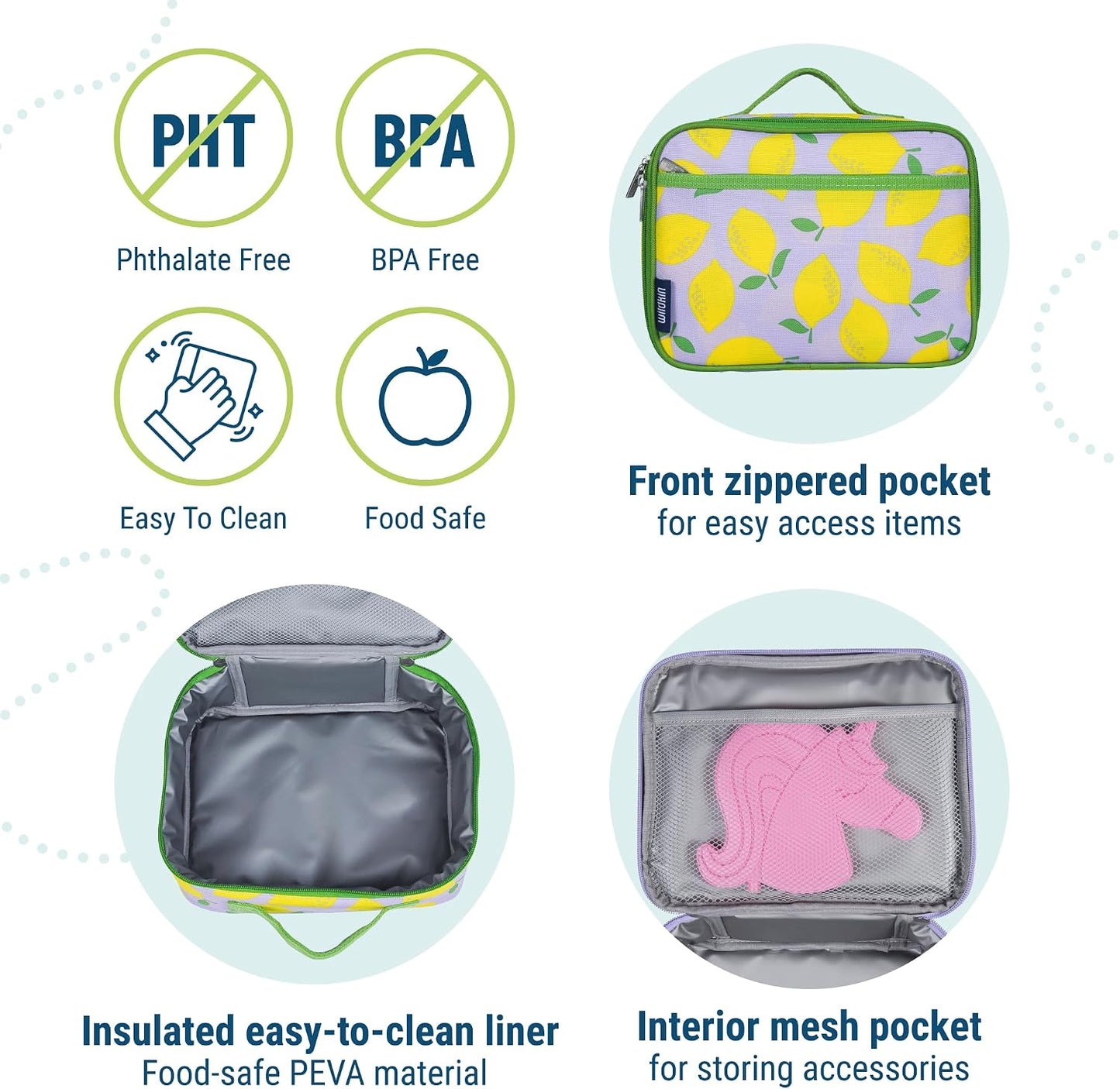 Wildkin Kids Insulated Lunch Box, Keeps Food Hot or Cold, BPA-Free with Mesh Pockets & Easy-Clean Lining – Ideal for School, Travel & Daycare – Holographic