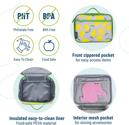 Wildkin Kids Insulated Lunch Box, Keeps Food Hot or Cold, BPA-Free with Mesh Pockets & Easy-Clean Lining – Ideal for School, Travel & Daycare – Holographic