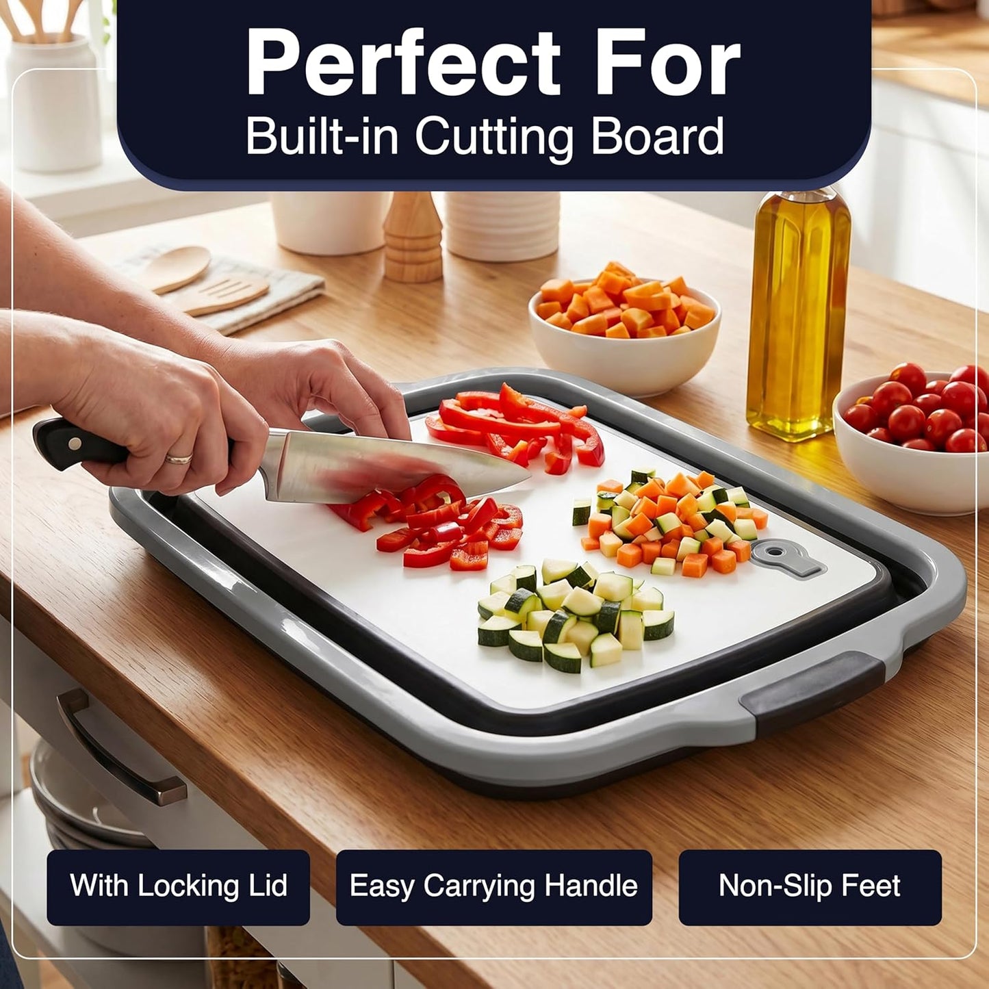 BBQ Prep Tub 16L, Collapsible Cutting Board with Meat Rest Blanket and Chicken Claws, Perfect Meat Prep Tub for Marinating, Shredding, and Grilling, All in One BBQ Accessories for Outing & Picnic