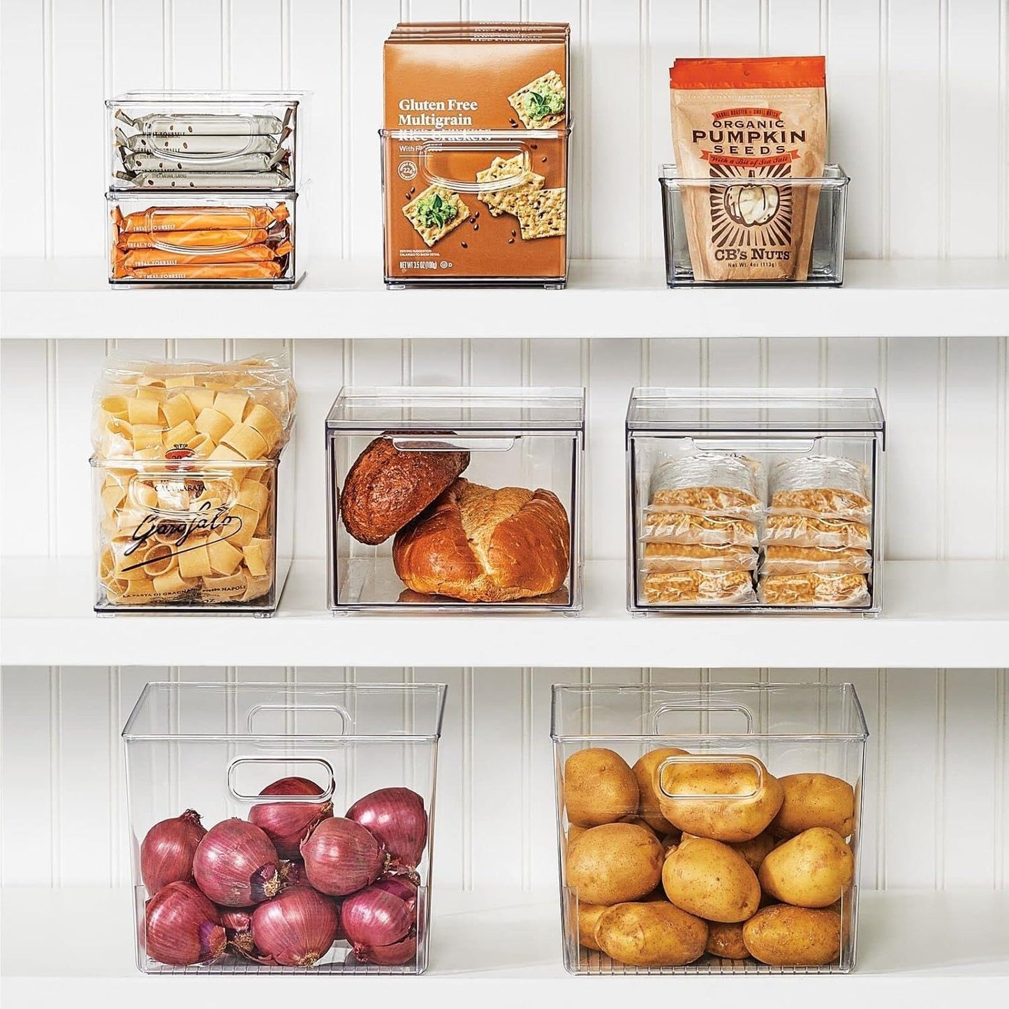 mDesign Kitchen Storage Drawer Box – Plastic Storage Box with Pull-Out Drawer – Pantry, Fridge and Cupboard Storage for Food and Snacks – Pack of 2 – Clear