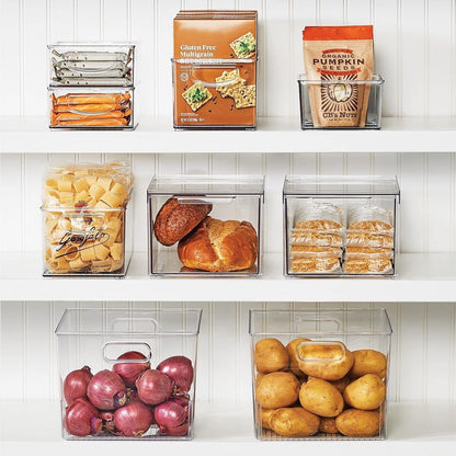 mDesign Kitchen Storage Drawer Box – Plastic Storage Box with Pull-Out Drawer – Pantry, Fridge and Cupboard Storage for Food and Snacks – Pack of 2 – Clear
