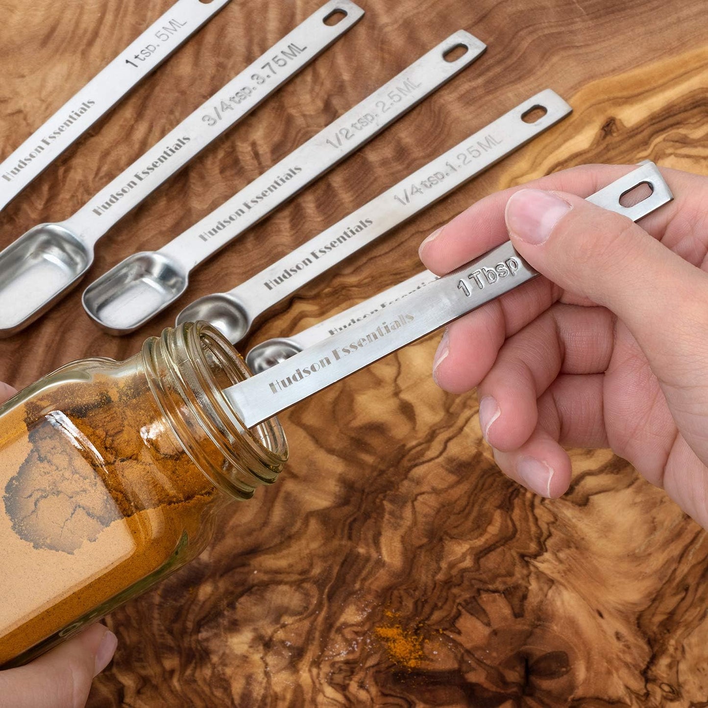 Hudson Essentials Stainless Steel Measuring Cups and Spoons Set (15 Piece Set)