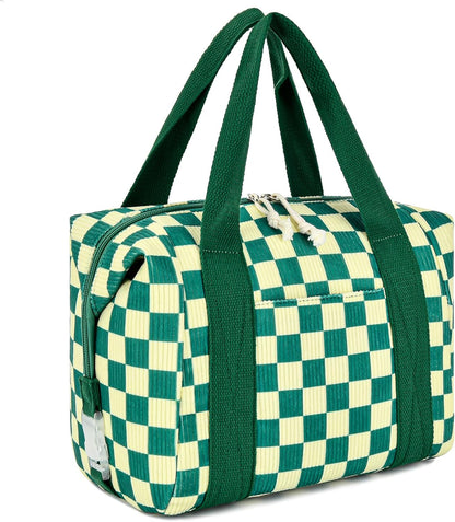 HowFly Lunch Bag Women Lunch Box for Women Cute Corduroy Insulated Lunch Bag Adult Large Cooler Lunch Tote Bags for Work Picnic Beach, Blue