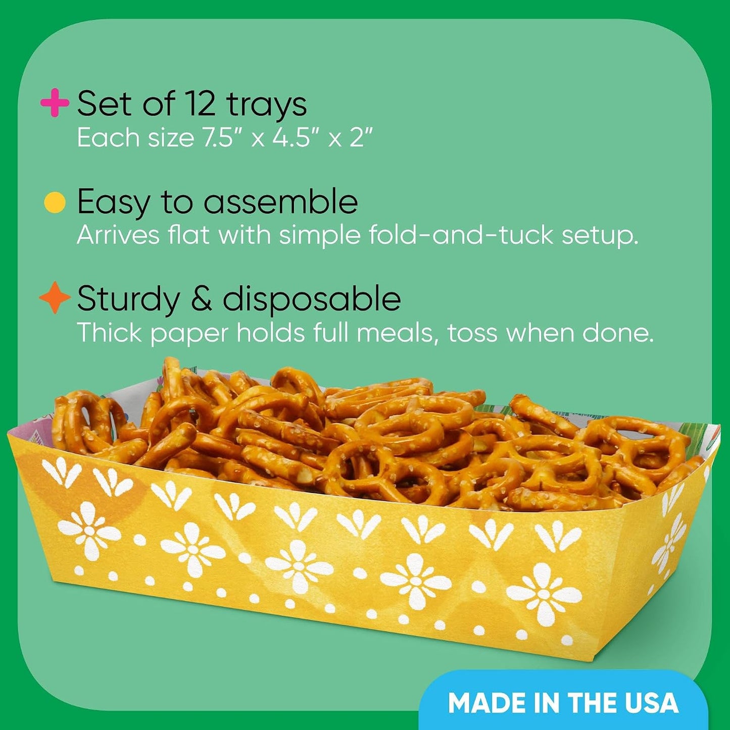 Big Dot of Happiness Fiesta Paper Food Trays, Disposable Food Boats for Mexican Themed Birthday or Cinco De Mayo, Double-Sided Paper Meal Holders for Nachos, Tacos, Snacks - 12 Ct