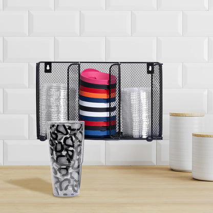 IneVibe Lid Organizer Holder for Plastic Lids and Cups, 3 Compartments