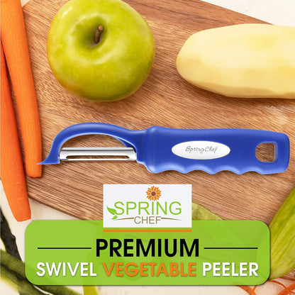 Spring Chef Premium Swivel Vegetable Peeler, Soft Grip Handle and Ultra Sharp Stainless Steel Blades - Perfect Kitchen Peeler For Veggie, Fruit, Potato, Carrot, Apple - Mango