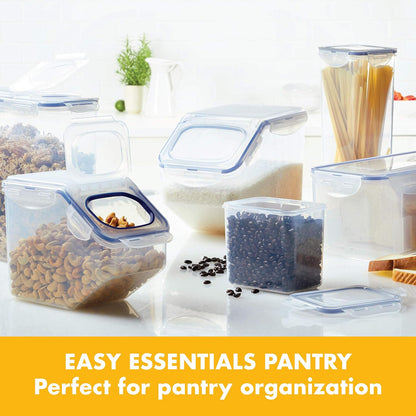 Lock & Lock Easy Essentials Food Storage Bin Set for Pasta, Flour, Sugar/Airtight Container Lids/BPA-Free/Dishwasher Safe, 8 Piece - Clear