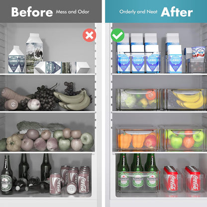 Set Of 7 Stackable Refrigerator Organizer with Lids, Fridge Organization and Storage Clear Containers, BPA-Free Plastic Pantry Bins for Fruits, Vegetable, Food, Drinks
