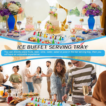 Leitee Inflatable Serving Bar with Drain Plug 52 x 24 x 5'' Inflatable Ice Serving Buffet Bar for Party Food Cooler Buffet Drink(Black,Basic Style)