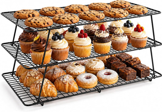 Cooling Rack 16"x10", 3-Tier Stackable & Collapsible Cooling Racks