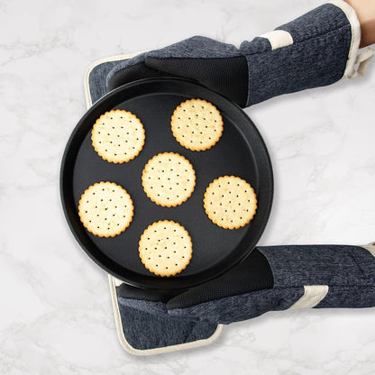 Oven Mitts and PotHolders Sets, 4 Pcs Kitchen Oven Glove High Heat Resistant 400°F Pot Holders for Kitchen, Non-Slip Neoprene Oven Mitts are Suitable for Cooking, Baking (Black)