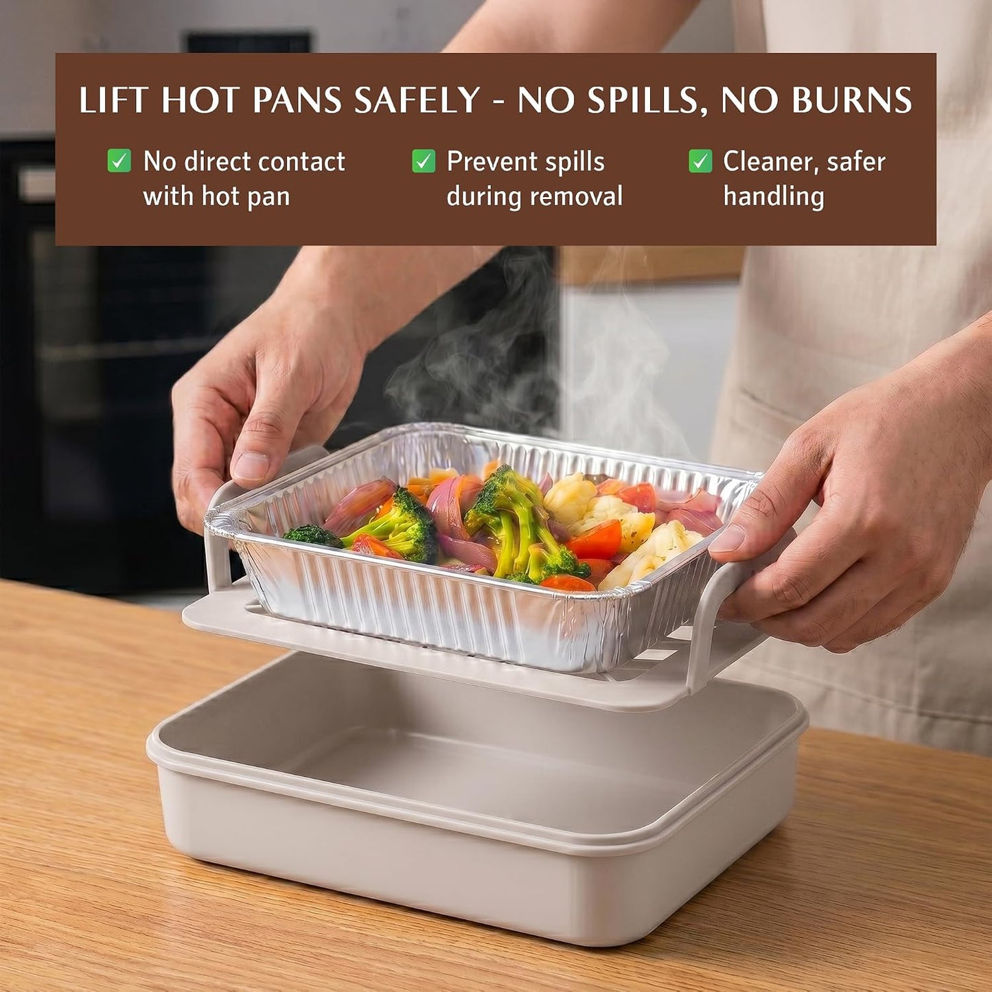 9x13 Pan Carrier with Aluminum Foil Pan – Insulated Food Carrier for Casseroles, Lasagna & Hot/Cold Dishes, Decorative Tabletop Serving Container with Lid for Parties, BBQ, Catering, Travel & Potlucks