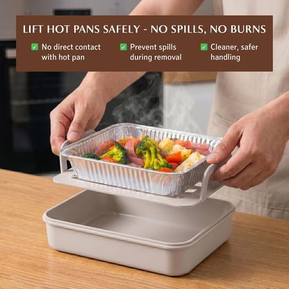 9x13 Pan Carrier with Aluminum Foil Pan – Insulated Food Carrier for Casseroles, Lasagna & Hot/Cold Dishes, Decorative Tabletop Serving Container with Lid for Parties, BBQ, Catering, Travel & Potlucks