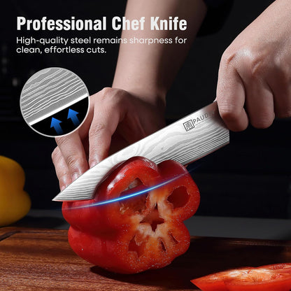 PAUDIN Cheese Knife, 5” Serrated Knife for Block Cheese,Sharp Tomato Knives