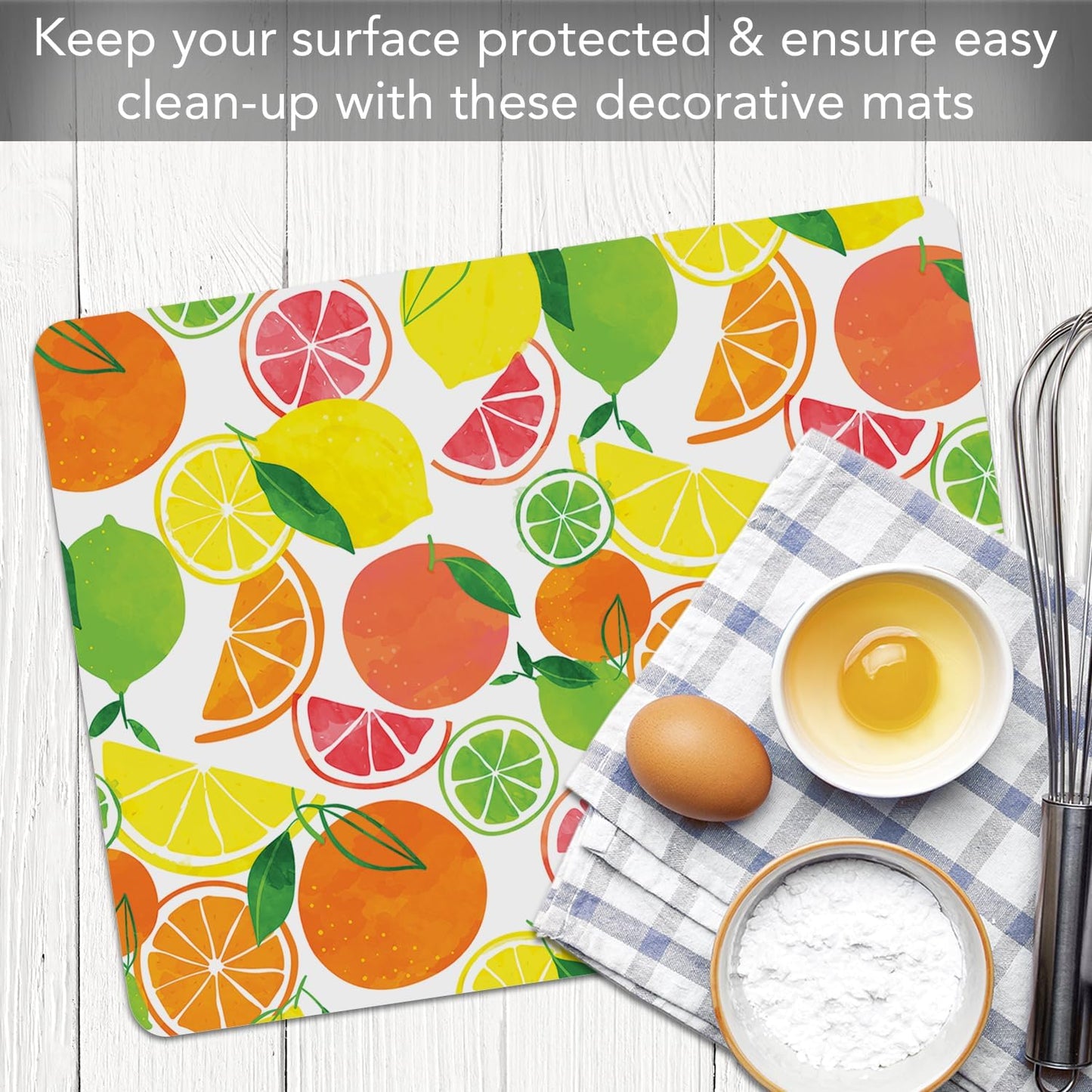 Cut N' Funnel Eat Fresh Designer Flexible Cutting Board Mat 15" x 11.5" Made in the USA Decorative Flexible Easy to Clean