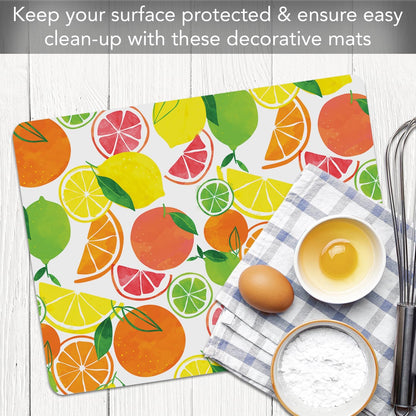 Cut N' Funnel Eat Fresh Designer Flexible Cutting Board Mat 15" x 11.5" Made in the USA Decorative Flexible Easy to Clean