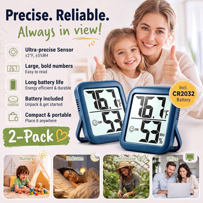 Antonki 2 Pack Room Thermometer Indoor Hygrometer