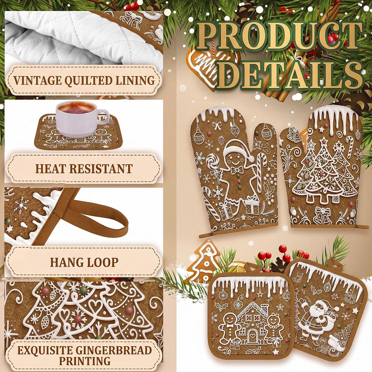 SiliFine 12 Pcs Fall Pumpkin Kitchen Towels Oven Mitts Pot Holders Set