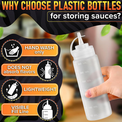 BURIUS Inverted Condiment Squeeze Bottles 16 oz for Sauces, Honey