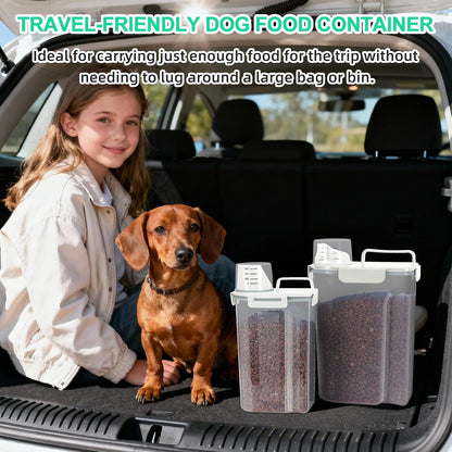 TBMax Pet Food Storage Containers 2 Pack 8-10 Lbs Airtight Dog Food Container Dispenser with Large Spout & Portable Handle, Travel Dog Treat Cat Food Storage Bin Bird Seed Container