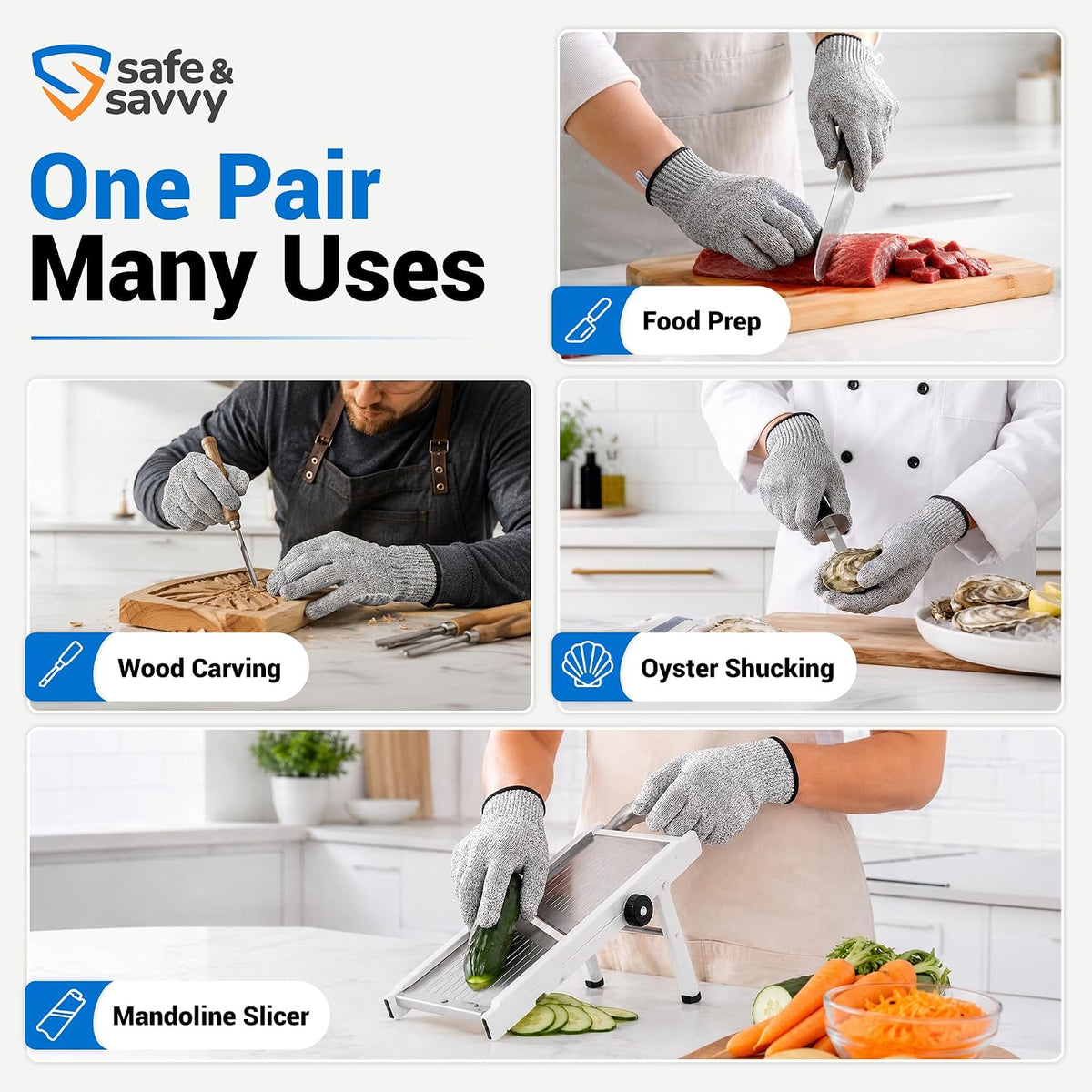 A5 Cut Resistant Gloves, Food Grade Kitchen Safety Gloves