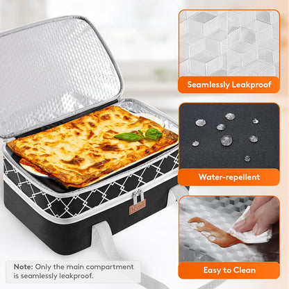 Lifewit Insulated Single Decker Casserole Carrier, Lasagna Lugger Holder for Hot or Cold Food, Fits 9" x 13" Baking Dish, Thermal Lunch Tote Bag for Potluck Parties, Picnic and Cookouts, Grey