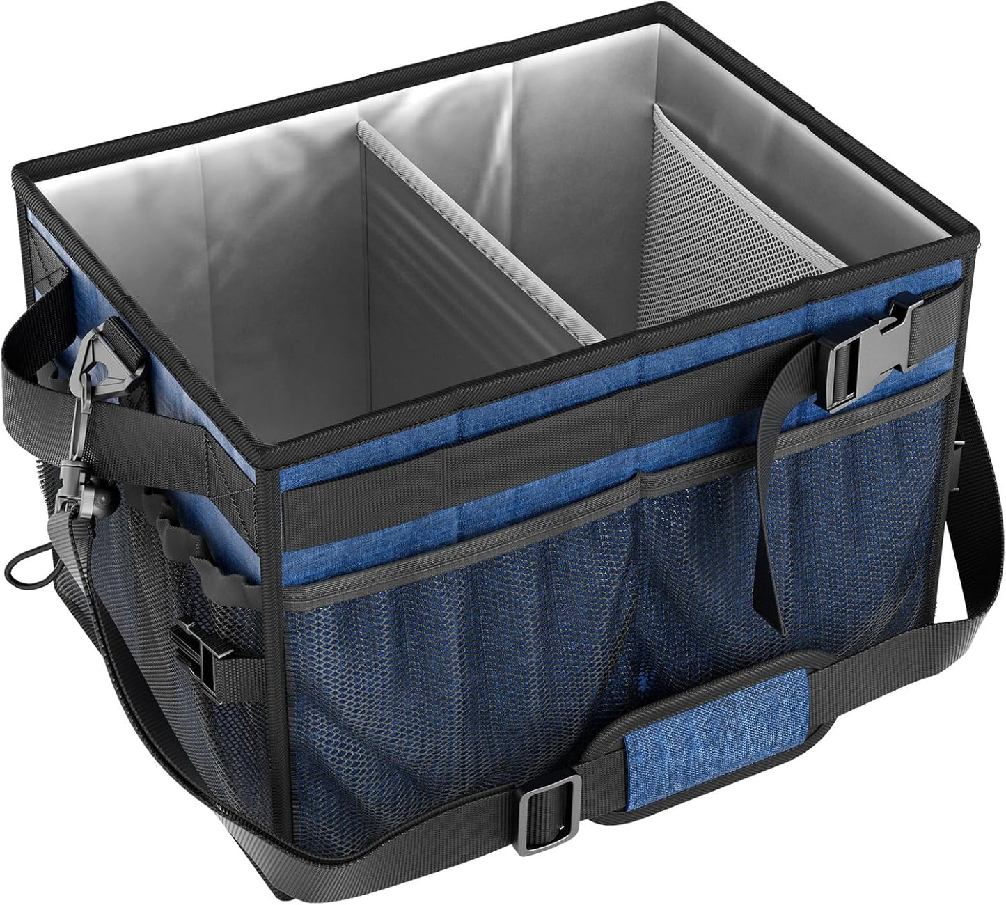FANGSUN Black Grill Caddy, BBQ Organizer with Lid & Paper Towel Holder, Picnic Griddle Caddy for Outdoor Camping, Barbecue Accessories Organizer, 32L Capacity, Black