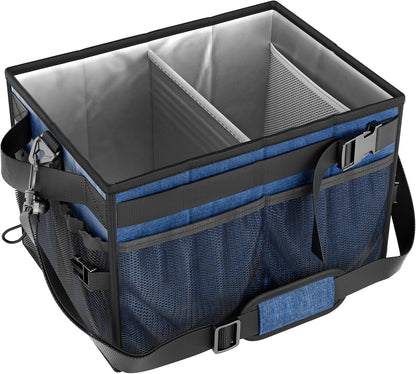 FANGSUN Black Grill Caddy, BBQ Organizer with Lid & Paper Towel Holder, Picnic Griddle Caddy for Outdoor Camping, Barbecue Accessories Organizer, 32L Capacity, Black