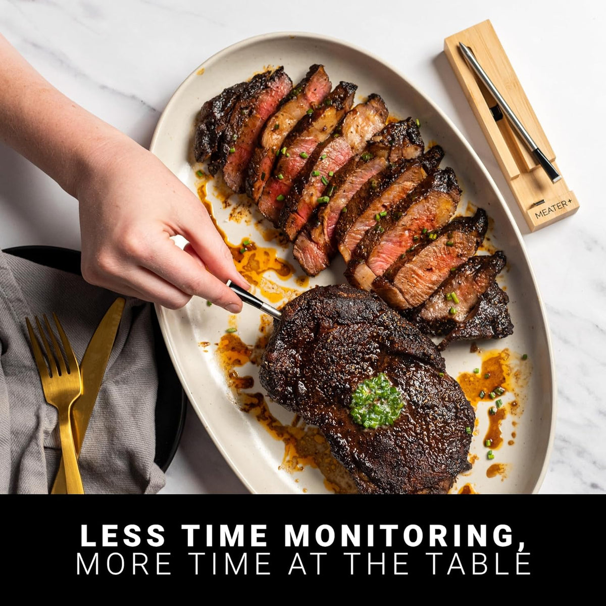 MEATER Plus Smart Meat Thermometer, Honey, Bluetooth, 165ft, Grill & Oven