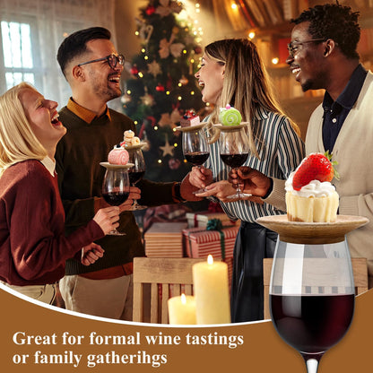 10 Pack Acacia Wood Wine Glass Charcuterie Topper Gift Set Mini Wooden Charcuterie Board for Wine Toppers Mug Cover Cup Lids Small Bamboo Appetizer Plates Glass Coaster Accessories Drink Covers