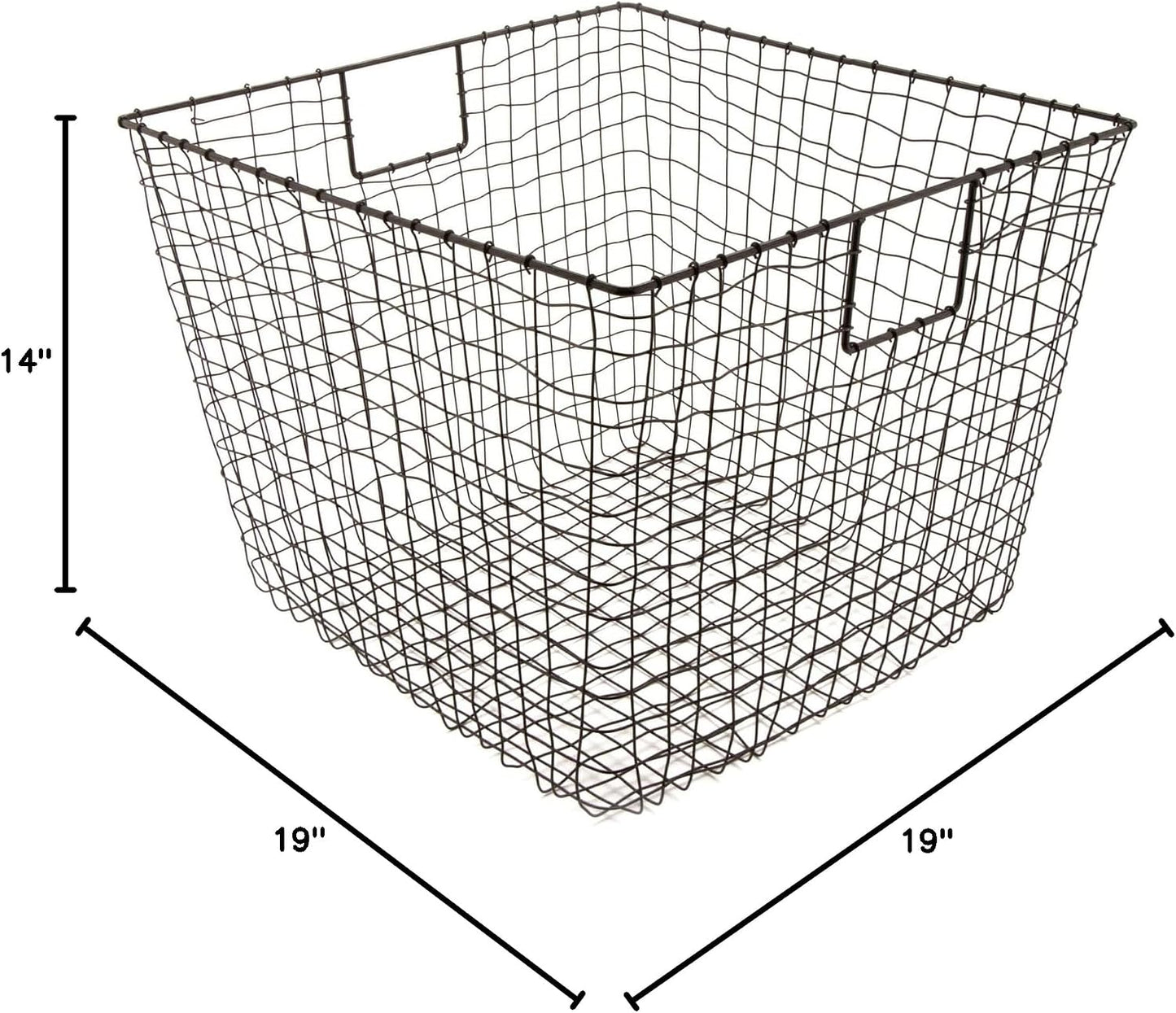 G.E.T. WB-315-MG Heavy Duty Iron Wire Utility Storage Basket/Bin with Handles, 11" x 8" x 8"
