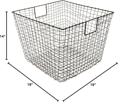 G.E.T. WB-315-MG Heavy Duty Iron Wire Utility Storage Basket/Bin with Handles, 11" x 8" x 8"
