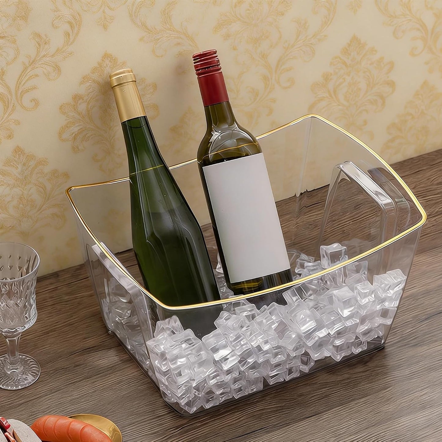 6-Piece Ice Bucket Set with Plastic Scoops,Ice Buckets for Parties, Beverage Tubs for Parties, for Parties, Bars, Outdoor Events | Chilling Containers for Wine, Champagne, Beer (Stainless Steel)