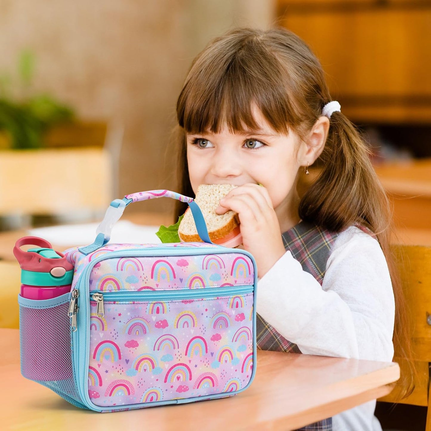 Bagseri Kids Lunch Bag Boys - Thermal Insulated Lunch Box Tote with Water Bottle Holder, Reusable Leak-Proof Kids Lunch Box for Daycare & School, Black Dinosaur (Containers Not Included)