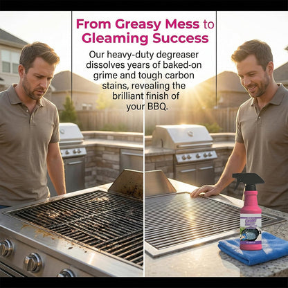 4 Fl oz Fast-Acting Heavy-Duty Grill Degreaser Spray, BBQ Cleaner for Grates and Smoker, Advanced Grease Dissolver and Stain Remover for Outdoor Cooking Equipment (3pcs)