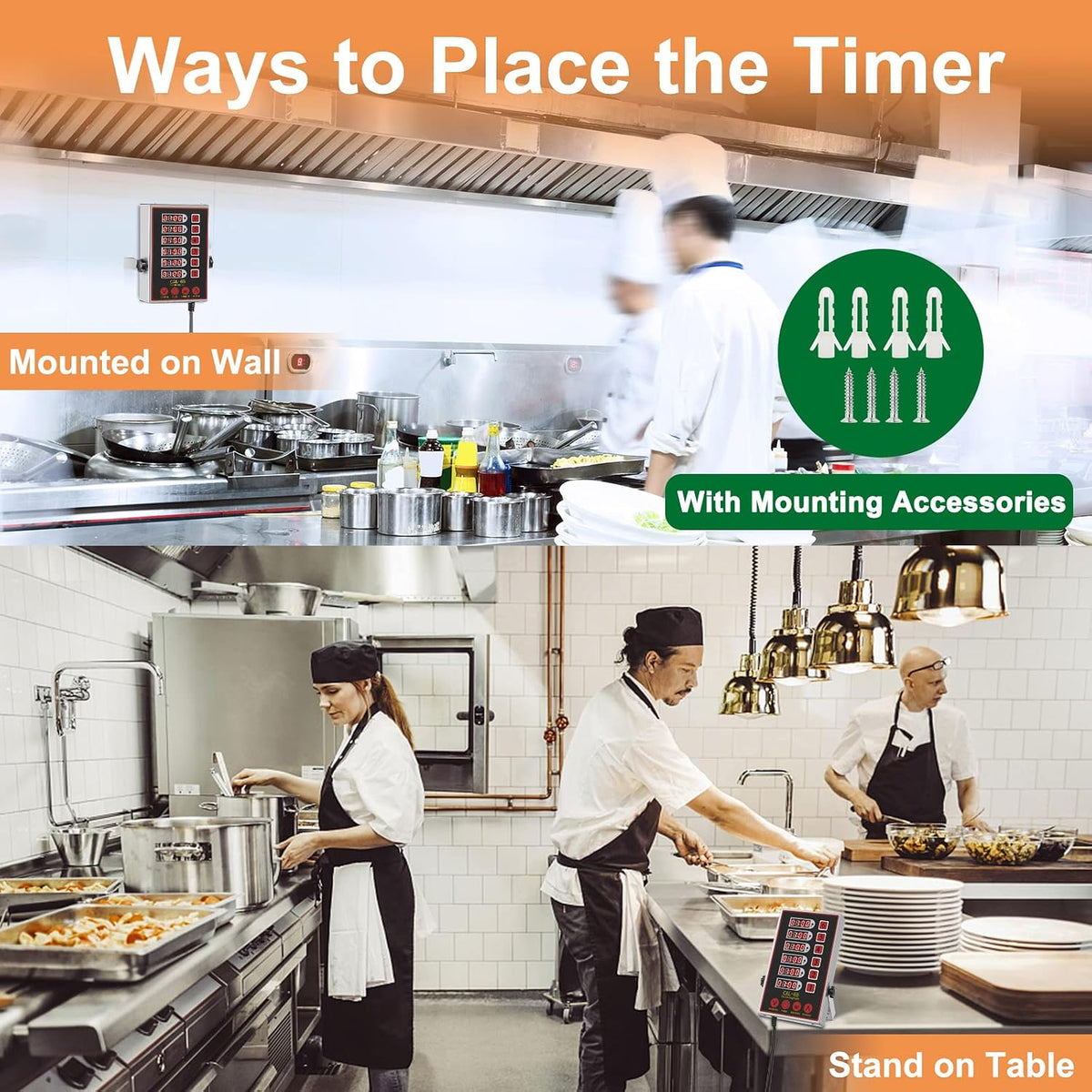 Commercial Kitchen Timer 6 Channel Digital Loud Alarm Cook Timer