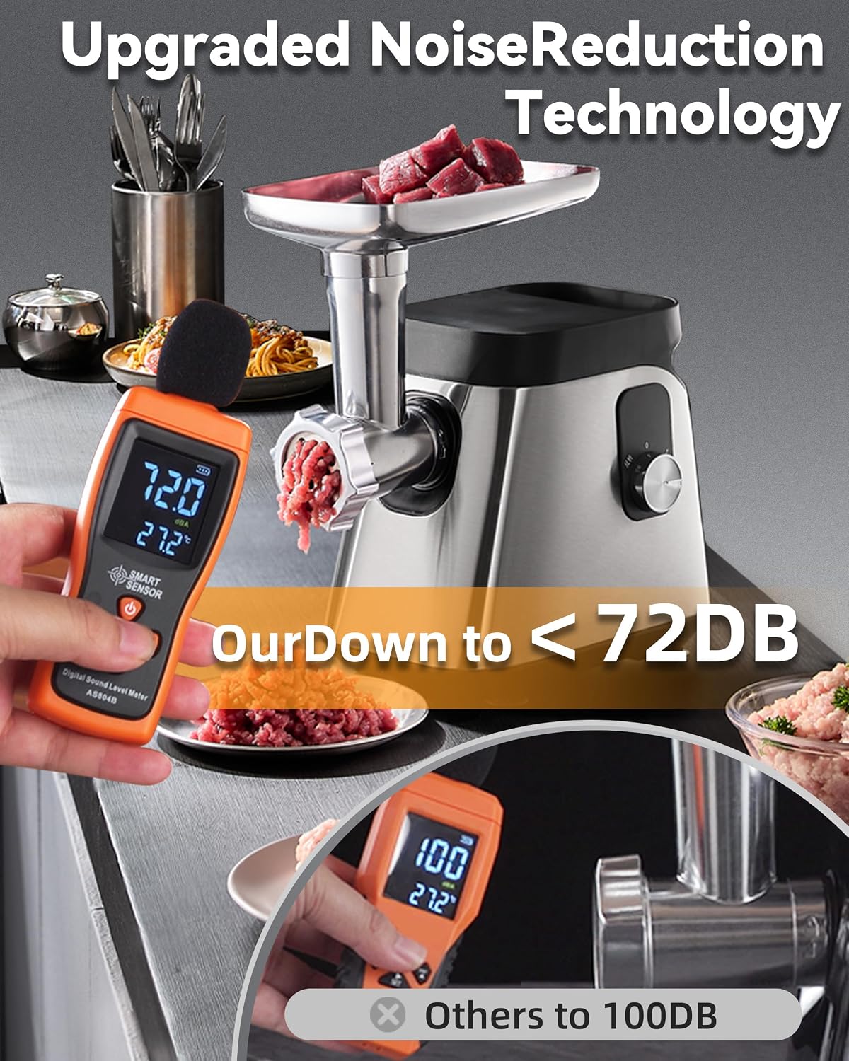 Electric Meat Grinder 2800 Max Meat Mincer With 2 Blades 3 Plates 3 Sausage Tube Food Pusher Meat Claw & Kubbe Kit for Home Use
