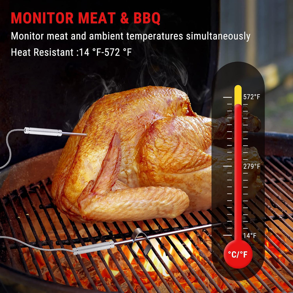 TempPro TempSync 1000FT Wireless Meat Thermometer for Grill with 4 Probes