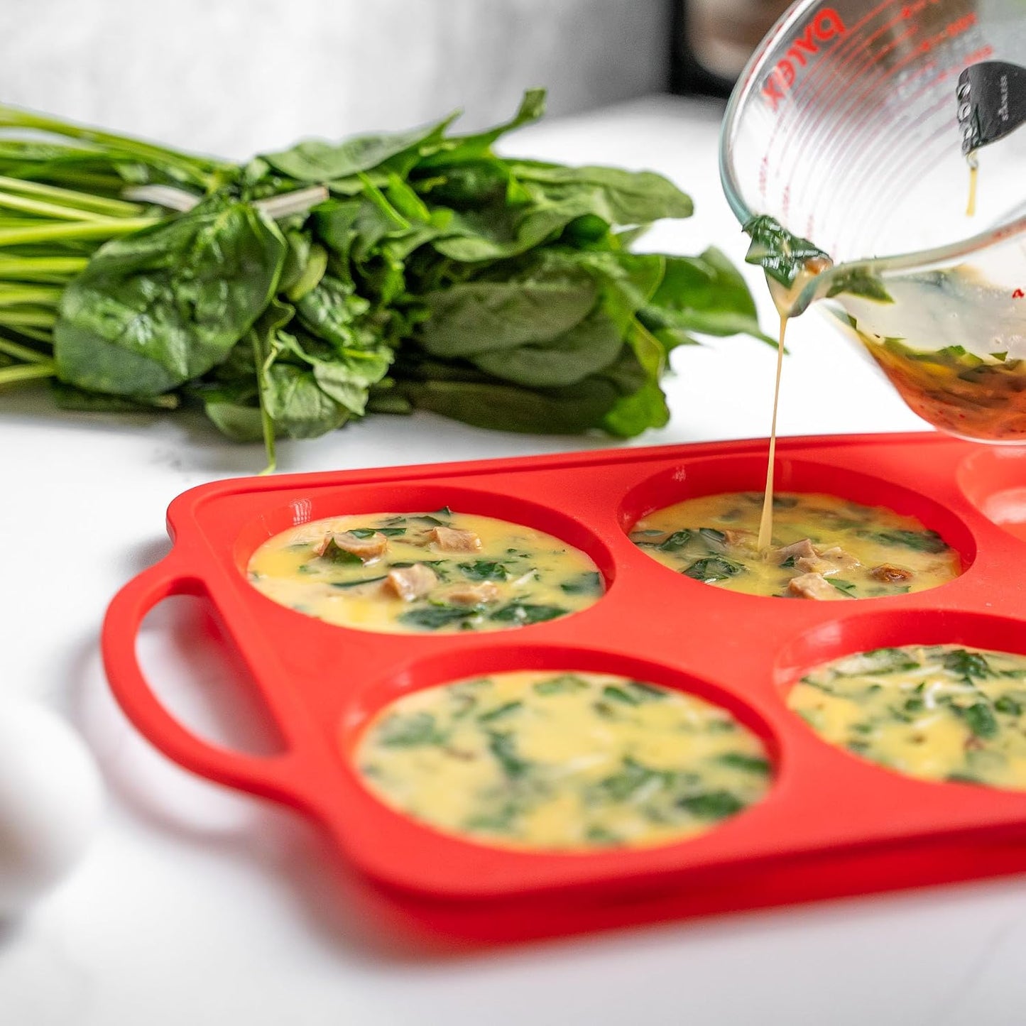 2-Pack Silicone Muffin Pan Set – Regular 12 Cup & Mini 24-Cup Silicone Muffin Pans for Baking – Nonstick Silicone Cupcake Pan with Metal-Reinforced Handles – BPA-Free, Dishwasher-Safe, Cream