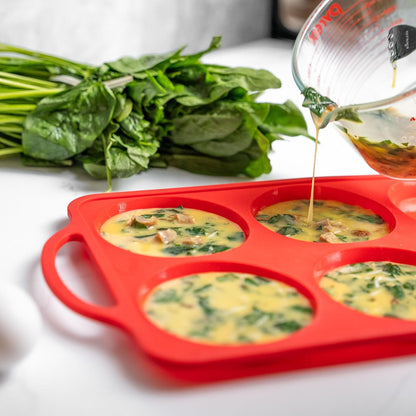 2-Pack Silicone Muffin Pan Set – Regular 12 Cup & Mini 24-Cup Silicone Muffin Pans for Baking – Nonstick Silicone Cupcake Pan with Metal-Reinforced Handles – BPA-Free, Dishwasher-Safe, Cream