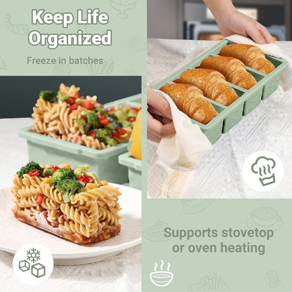 Doasuwish Silicone Freezer Molds for Soup with Lid – 1-Cup Soup Container Style Ice Cube Trays for Freezer, Meal Prep & Food Storage, Freeze 250mL/125mL Portions – 2 Pack