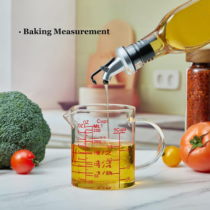 Ackers BORO3.3 Measure Glass -[Insulated handle | V-Shaped Spout]-Made of High Borosilicate Glass Measuring for Kitchen or Restaurant, Easy to Read, 60 ML (2 Oz) 丨(2 Pack)