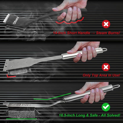 GRILLART Grill Brush Bristle Free, Safe Grill Brush for Outdoor Grill, SteamWizards BBQ Grill Cleaning Brush Kit, Replaceable Head Grill Scraper Tool, Grill Cleaner BBQ Accessories, Gifts for Men/Dad