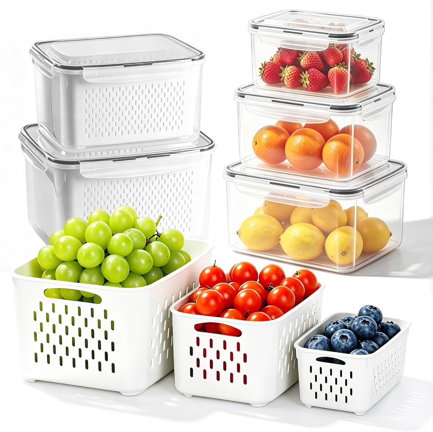 bealy 2 Pack Refrigerator Organizers and Storage, Stackable Clear Pull out Drawer Organizer Bins, BPA-Free Fridge Organizer and Storage for Fruit, Produce, Drink, Snack and Food Storage Containers