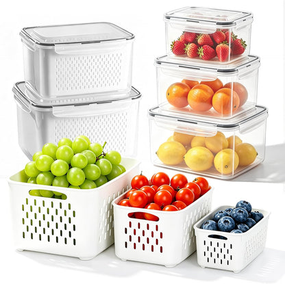 bealy 2 Pack Refrigerator Organizers and Storage, Stackable Clear Pull out Drawer Organizer Bins, BPA-Free Fridge Organizer and Storage for Fruit, Produce, Drink, Snack and Food Storage Containers